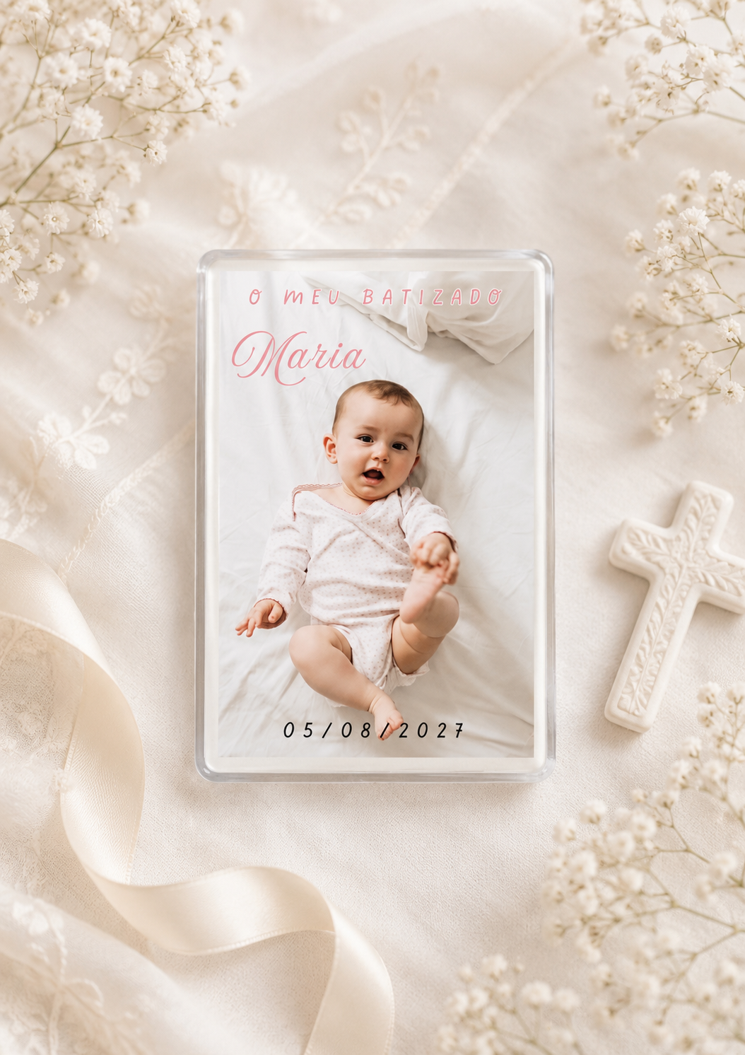 Íman acrílico personalizado- Batizado