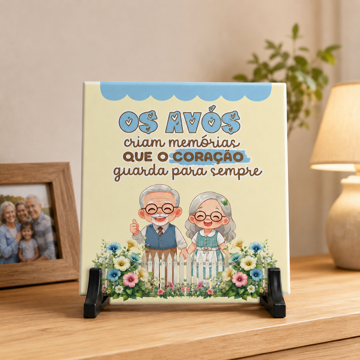 Azulejo com Suporte " os Avós criam memórias que o coração guarda para sempre"