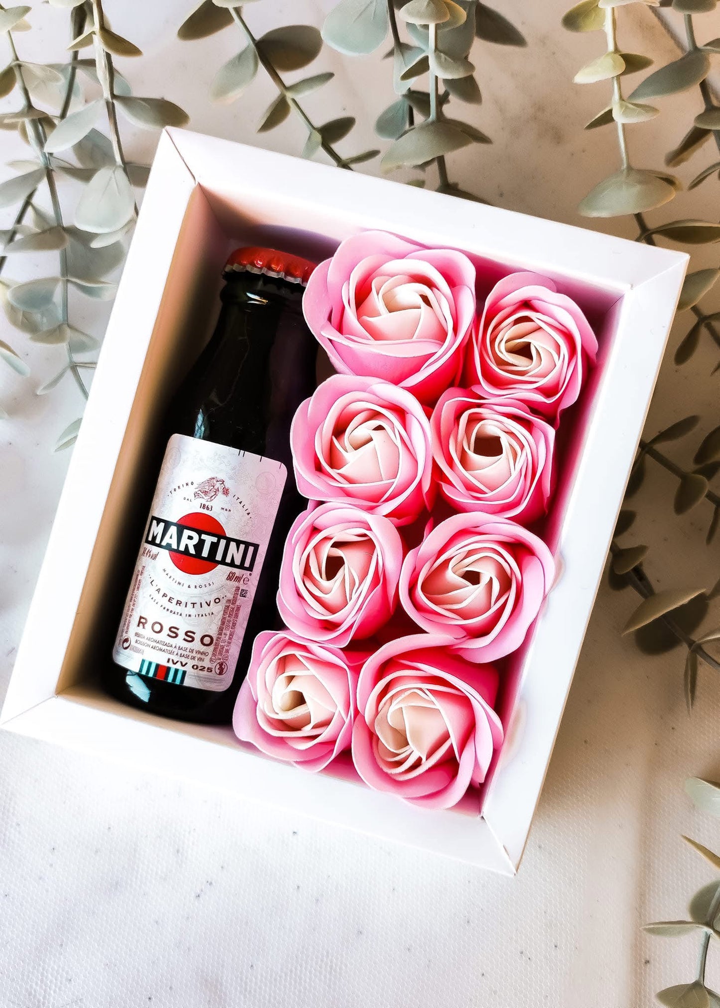 Box Martini com Rosas de Sabão