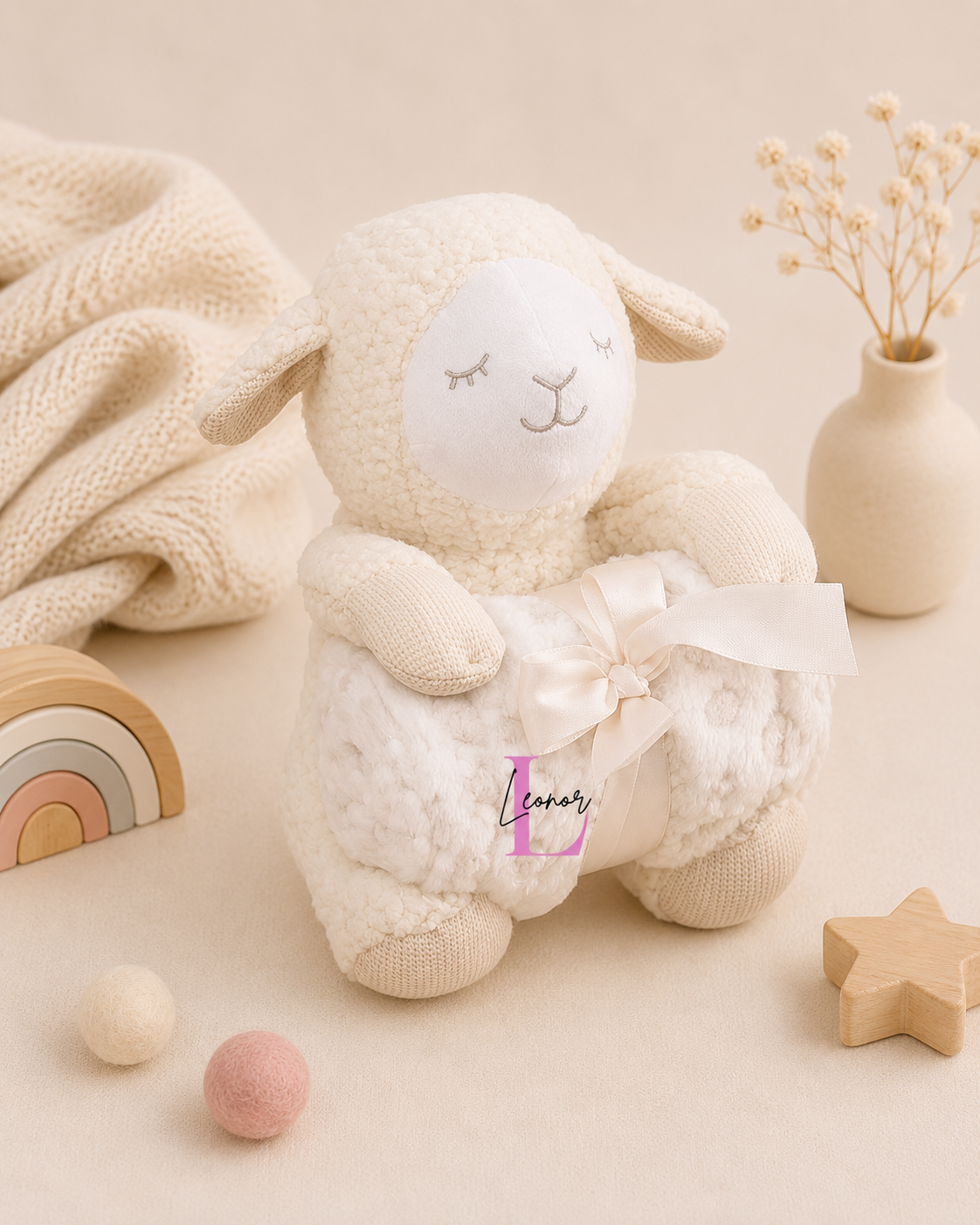 Conjunto manta + peluche ovelha Para Bebê Personalizado