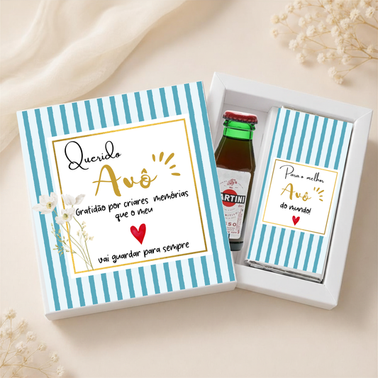 Box Querido Avó/Avô.. Martini Ou rosas de sabão + mini chocolate