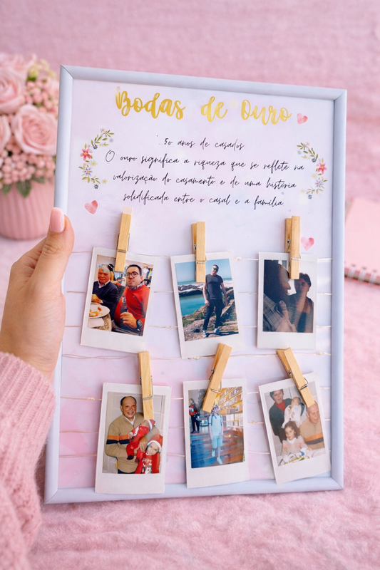 Quadro Polaroids com Luzes
