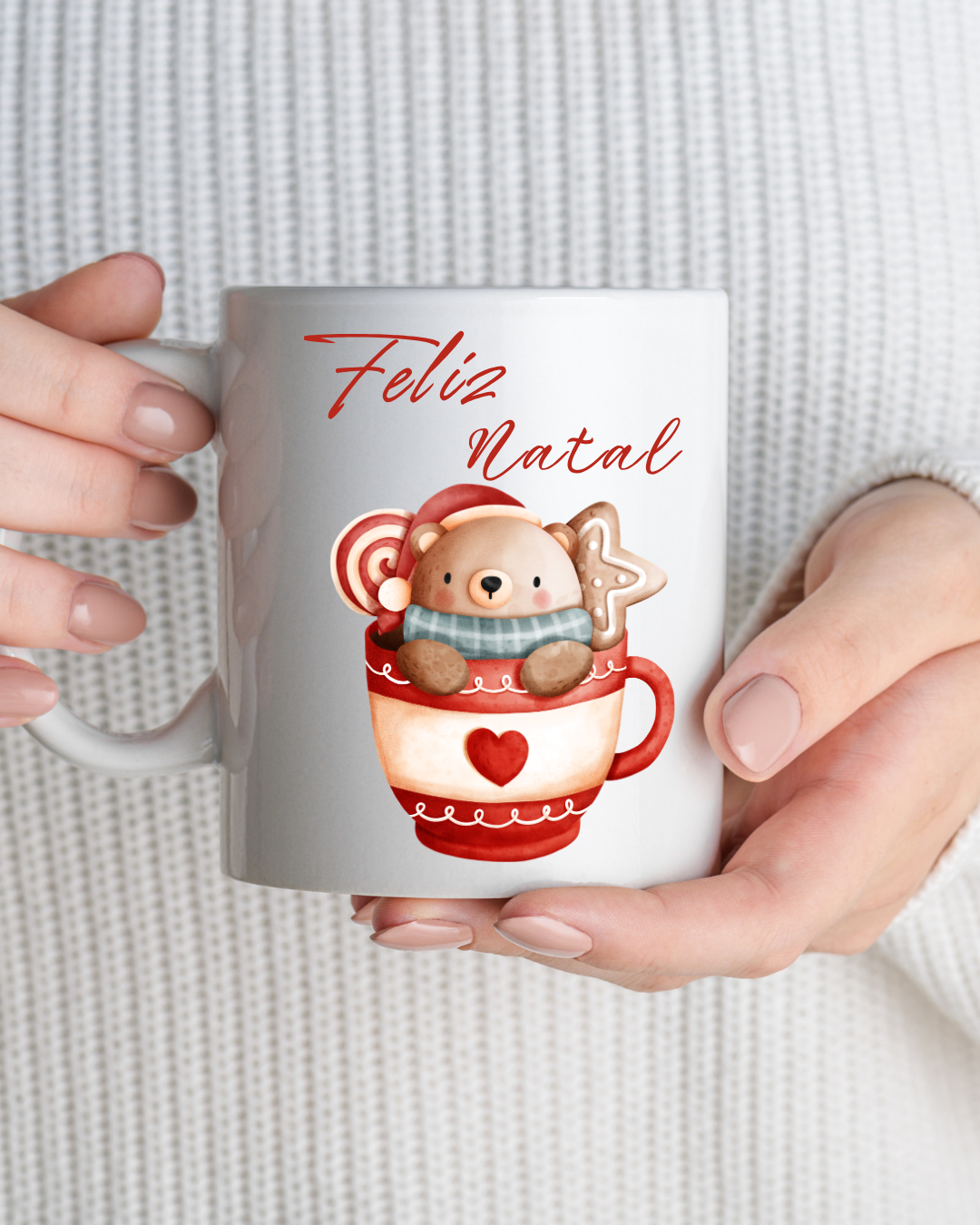 Caneca Ursinho Estrela "Feliz Natal"
