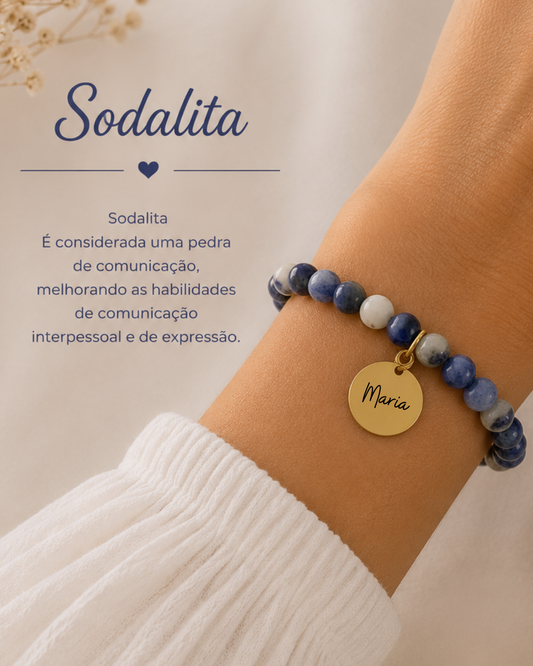 Pulseira pedra Sodalita  Personalizada