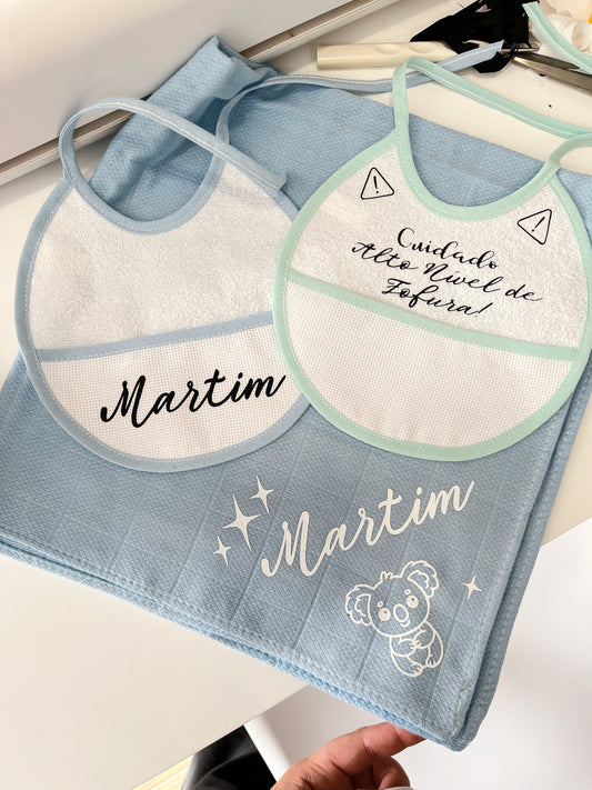 Kit fralda de pano + babete personalizado