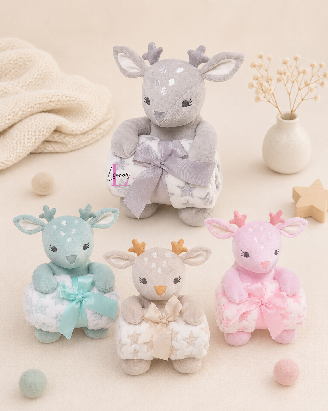 Conjunto Peluche Rena + Manta  Personalizada