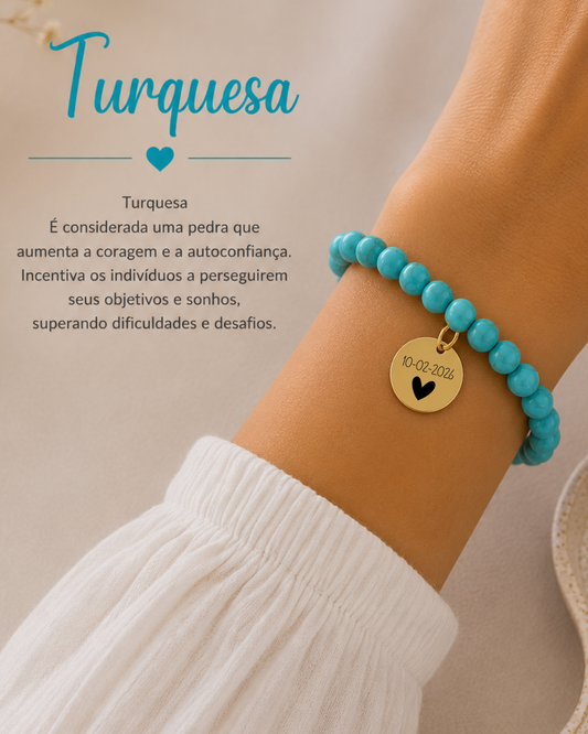 Pulseira pedra Turquesa Personalizada