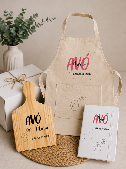 Conjunto Avental + Tábua Pequena + bloco A5