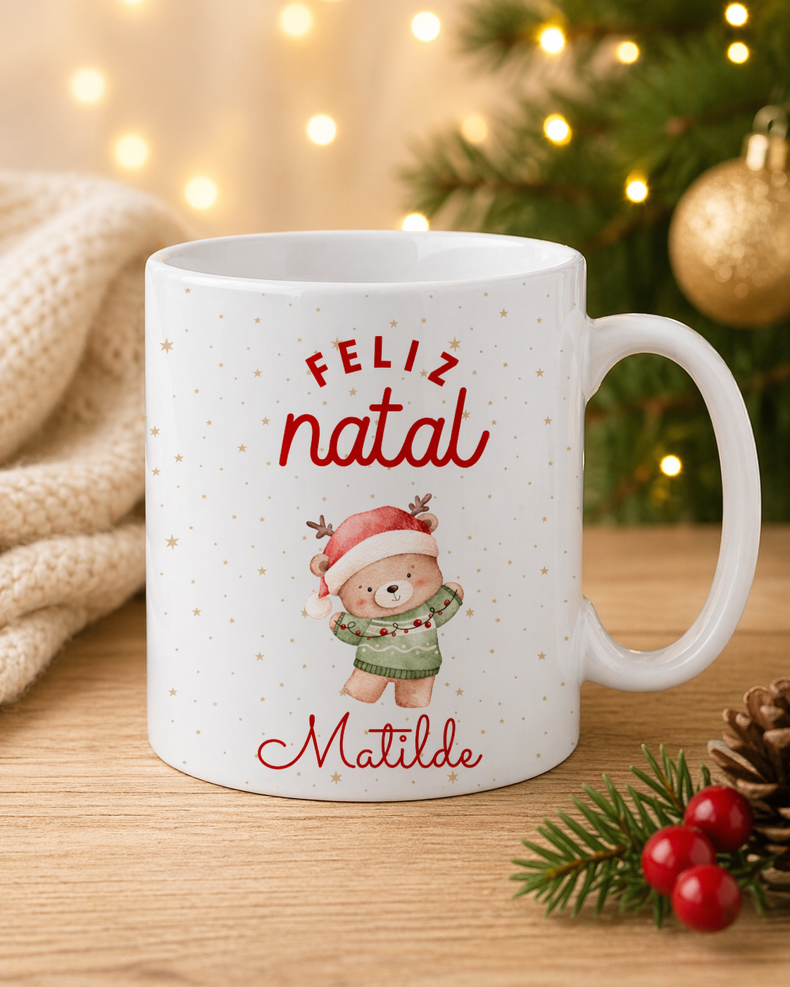 Caneca Ursinho "Feliz Natal"