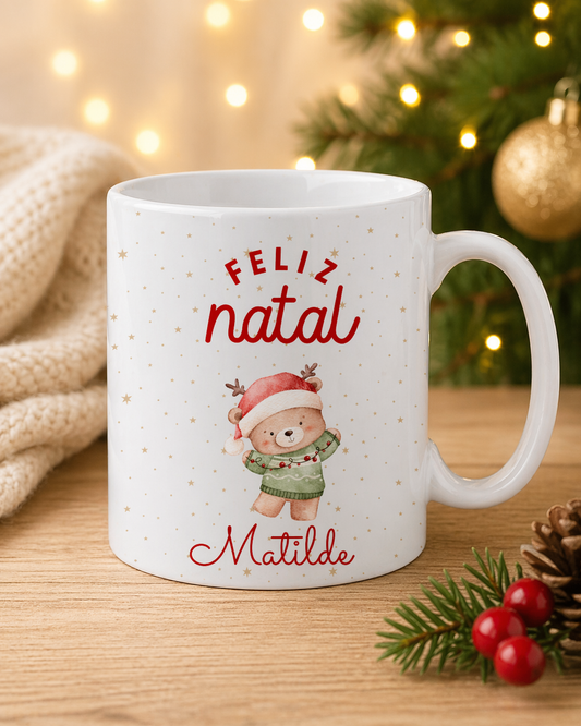 Caneca Ursinho "Feliz Natal"