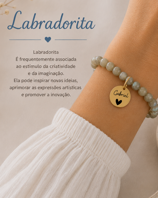 Pulseira pedra Labradorita Personalizada