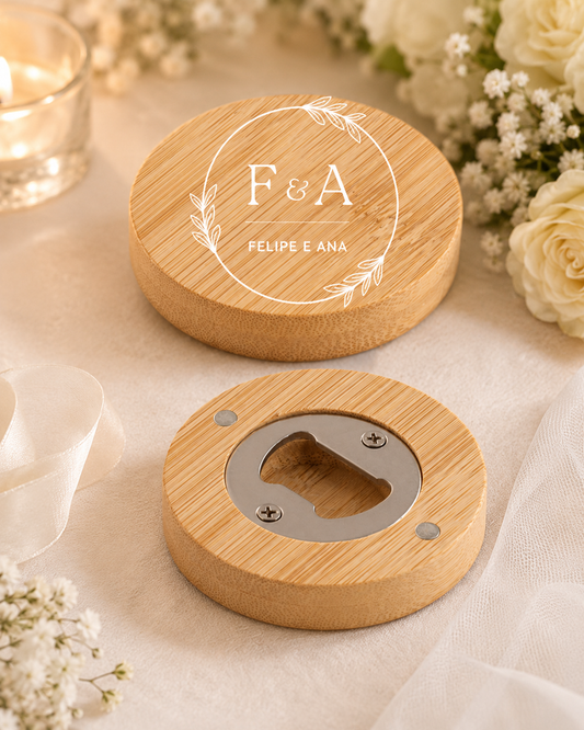 Abre caricas bambu lembrança casamento