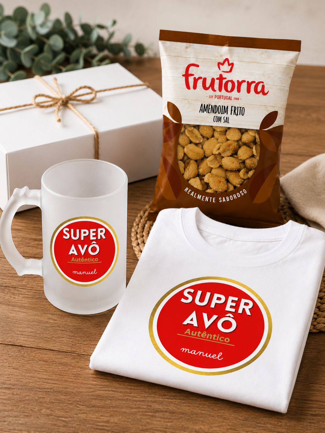 Conjunto T-shirt e/ou caneca de cerveja" Super Avô "
