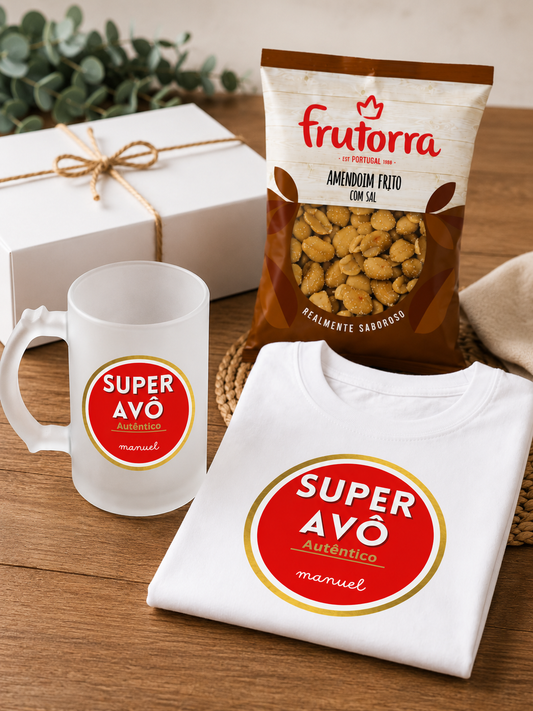 Conjunto T-shirt e/ou caneca de cerveja" Super Avô "