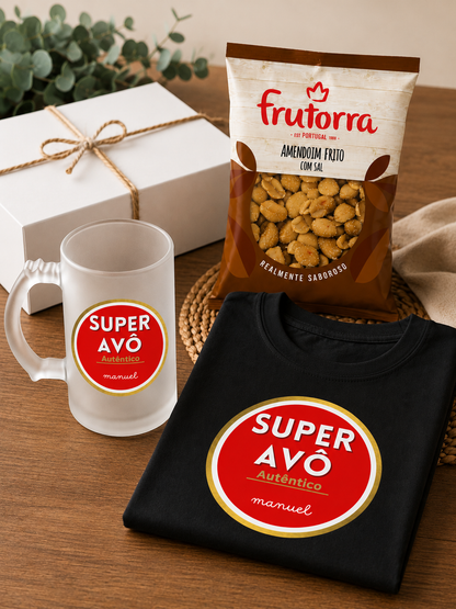 Conjunto T-shirt e/ou caneca de cerveja" Super Avô "