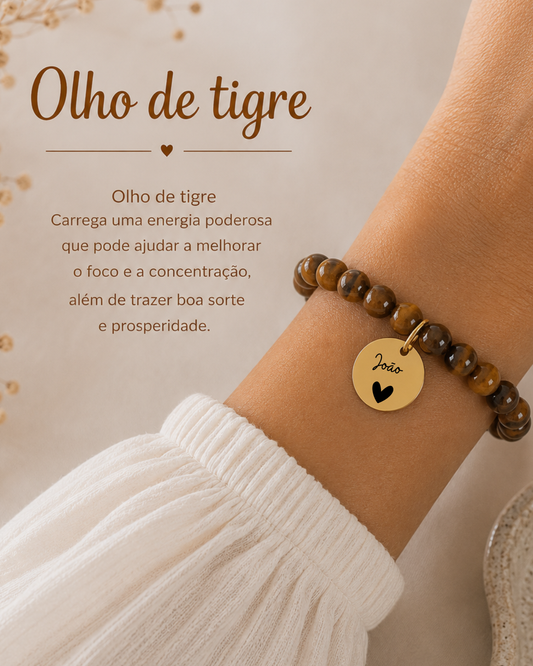 Pulseira pedra Olho de Tigre Personalizada
