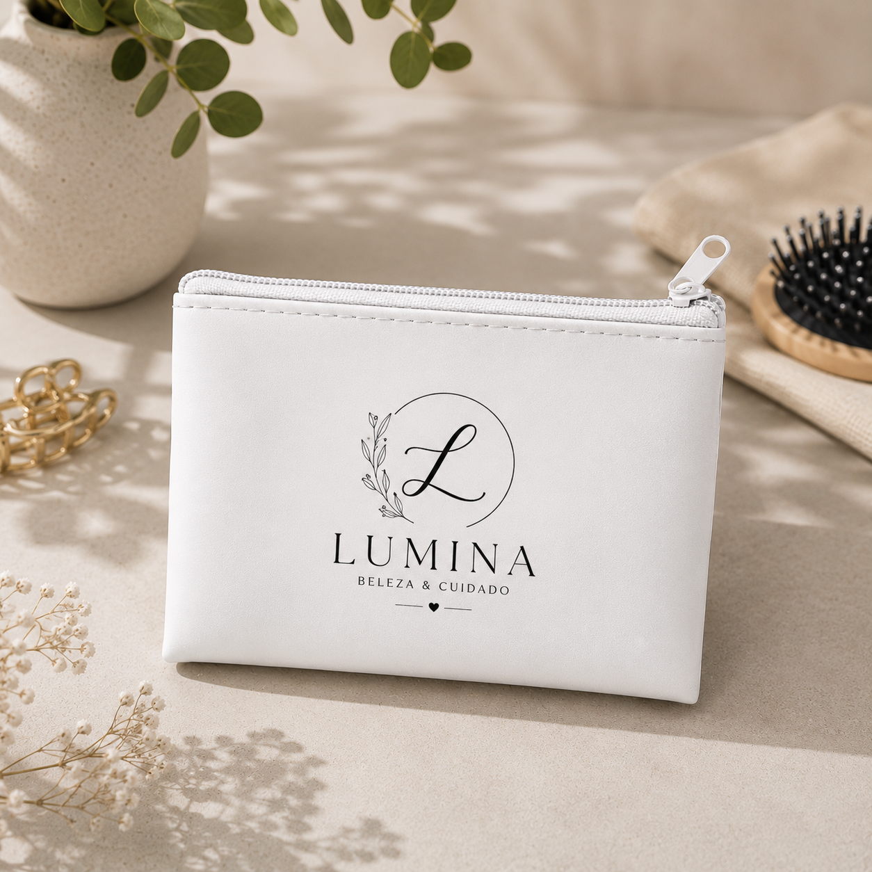 Porta Moedas Branco com Logotipo